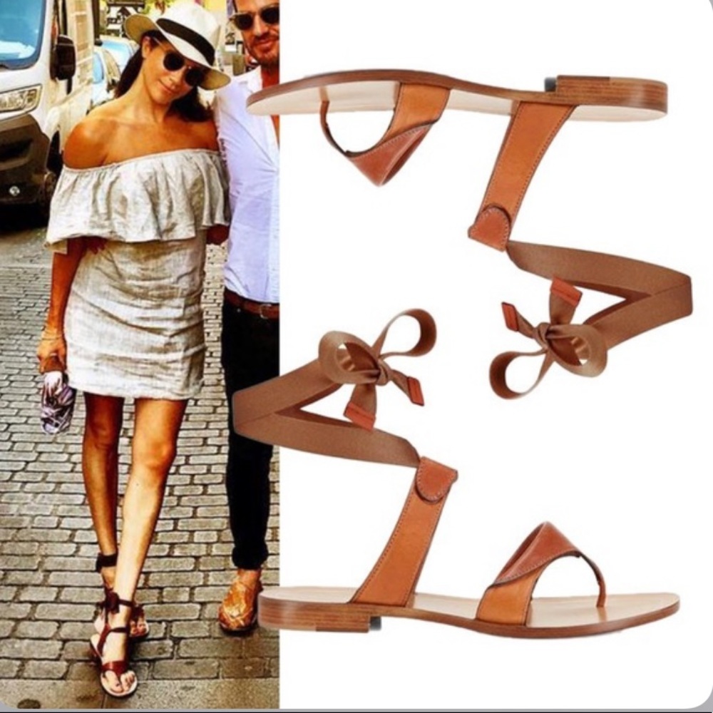 BNWT Sarah Flint Grear Sandals Sz 9.5 ASO Meghan Markle. Color: Saddle Vachetta